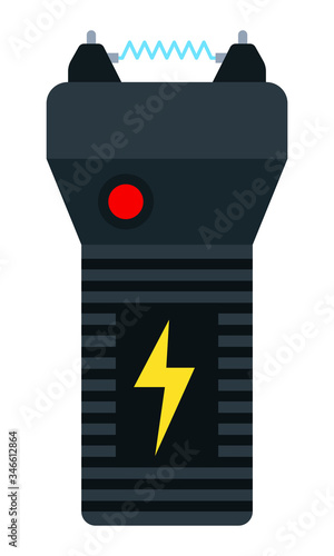 Hand stun gun, police weapon vector icon flat isolated.