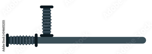 Rubber baton with handle, police outfit vector icon flat isolated.