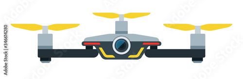 Quadrocopter With Camera Drone vector icon flat isolated.