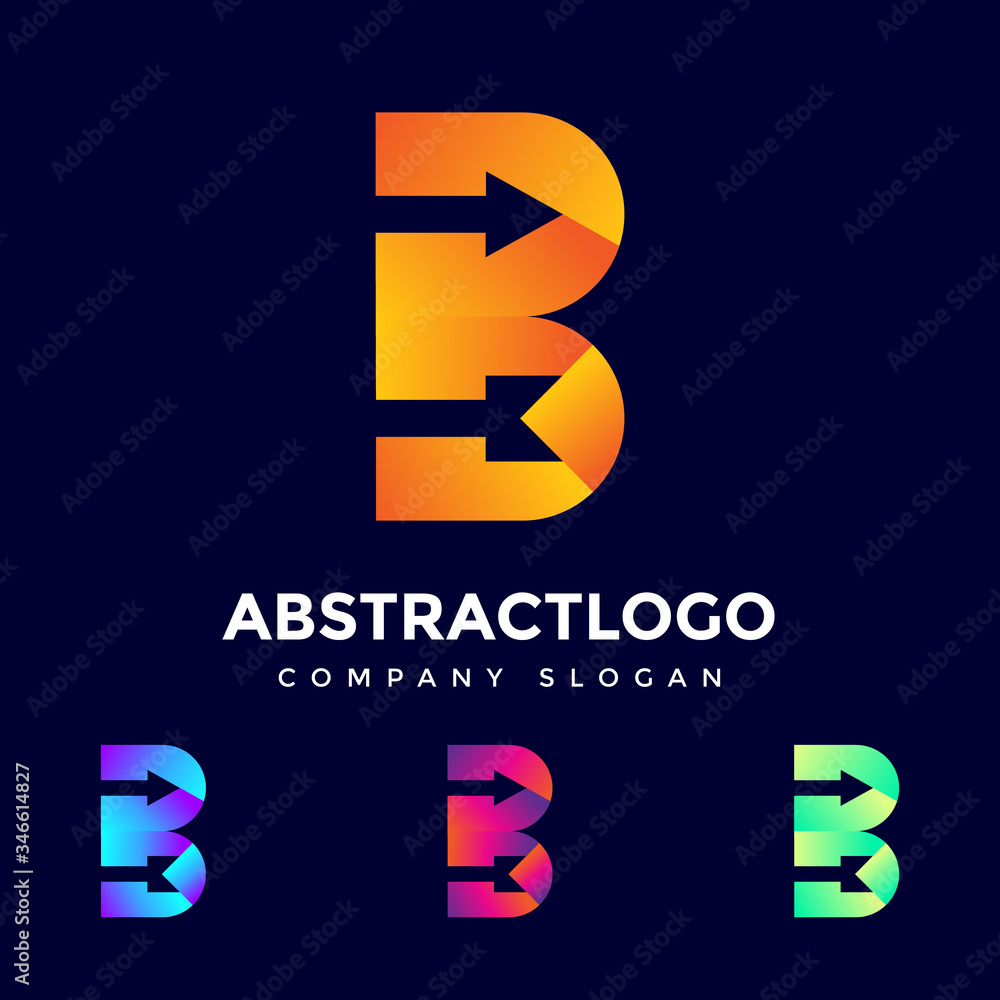 Letter B Logo vector sign symbol icon design template with the arrow. Letter B Logo vector sign symbol icon design template with the arrow.