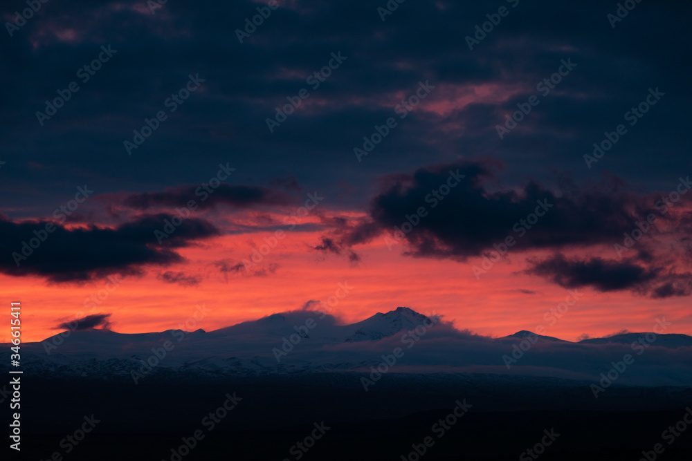 mountain and abstract and color sunset background