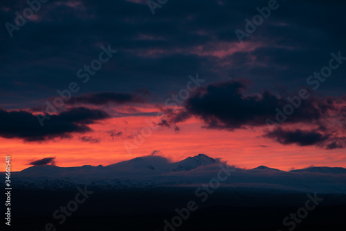 mountain and abstract and color sunset background