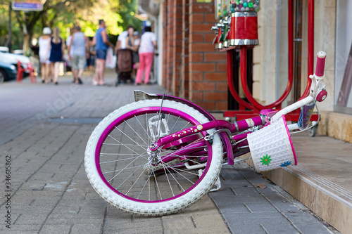 Sochi, Lazarevskoe-07.07.2019 Bicycle thrown on the street in front of the store