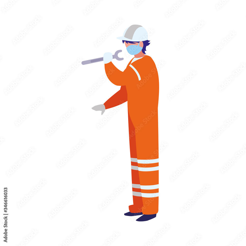 industrial worker man working with face mask industrial worker man working with face mask