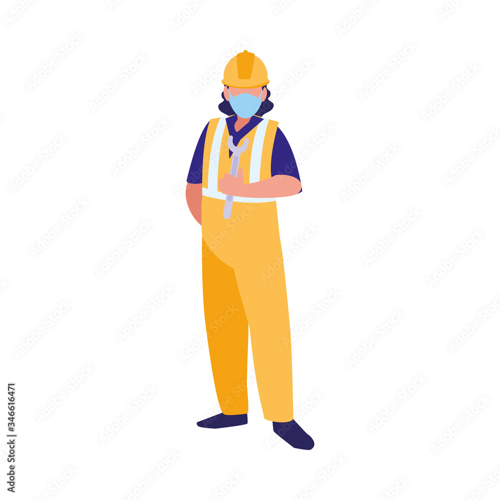 industrial worker man working with face mask