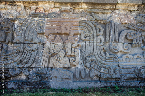 Temple of the Feathered Serpent in Xochicalco. Archaeological site in Cuernavaca, Mexico photo