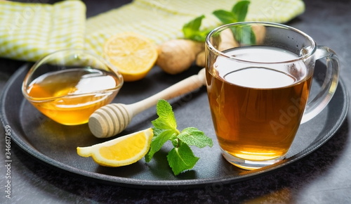 Hot tea,lemon and honey image