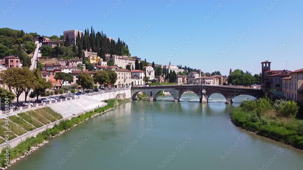 Ponte Pietra, Verona, Italy, drone, aereo Ponte Pietra, Verona, Italy, drone, aereo