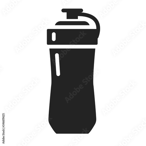 Reusable glass water bottle glyph black icon. Zero waste lifestyle. Outline pictogram for web page, mobile app, promo. © Анжела Алікіна