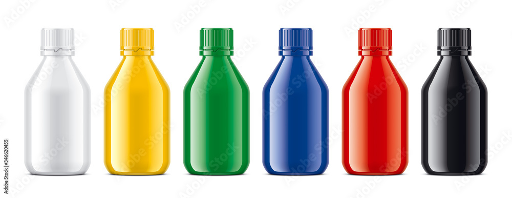 Colored Bottles set. Non-transparent Glossy version. Colored Bottles set. Non-transparent Glossy version.