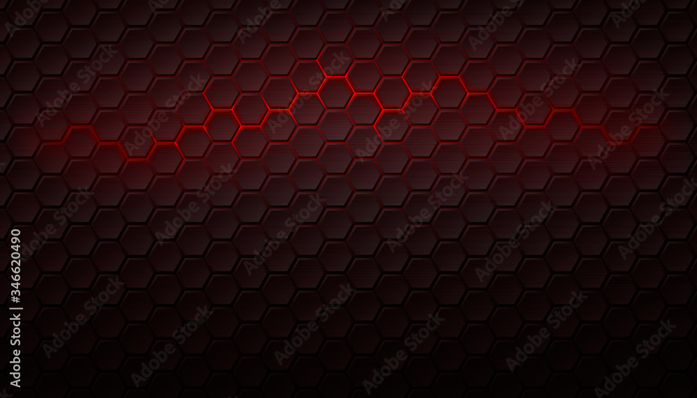 Fototapeta premium Abstract dark hexagonal futuristic background.