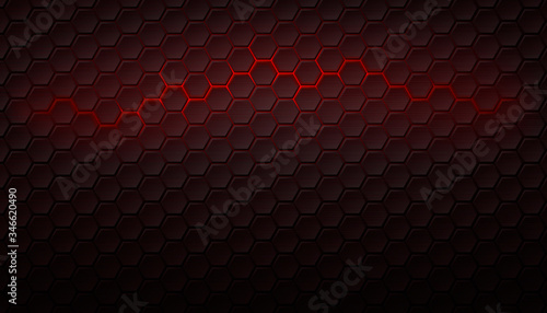 Abstract dark hexagonal futuristic background.