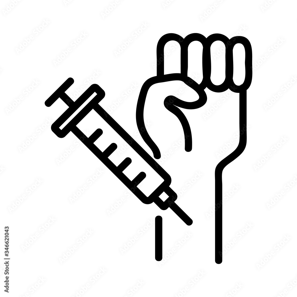 injection in hand icon vector. injection in hand sign. isolated contour symbol illustration injection in hand icon vector. injection in hand sign. isolated contour symbol illustration