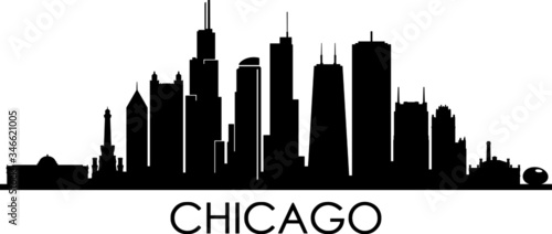 Obraz na płótnie CHICAGO City Illinois Skyline Silhouette Cityscape Vector w salonie