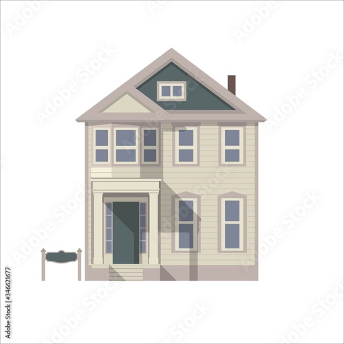 Two-storey cottage in the style of flat.