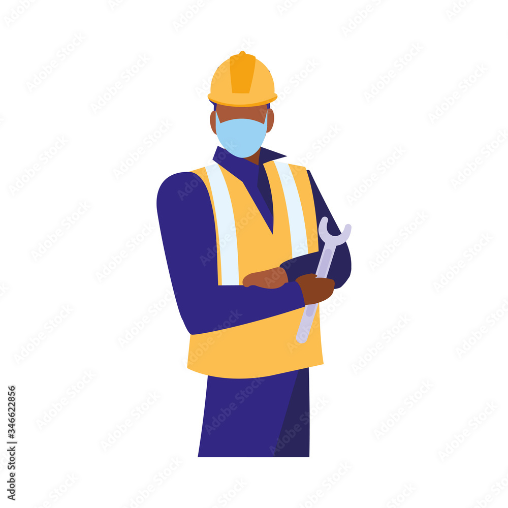 industrial worker man working with face mask industrial worker man working with face mask