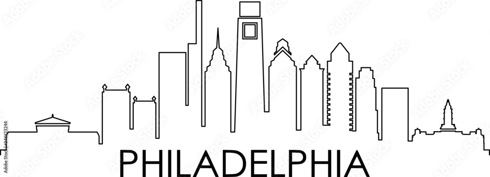 PHILADELPHIA City Pennsylvania Skyline Silhouette Cityscape Vector