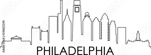 Obraz na płótnie PHILADELPHIA City Pennsylvania Skyline Silhouette Cityscape Vector w salonie