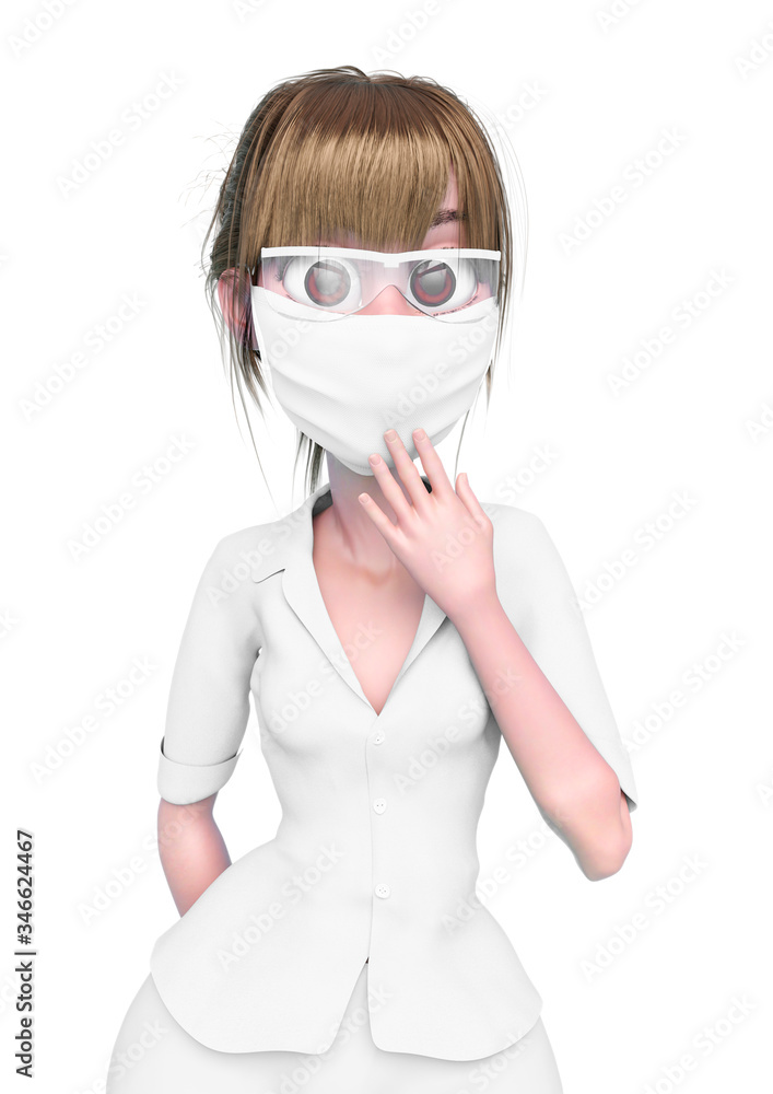 nurse cartoon is shocked in white background nurse cartoon is shocked in white background