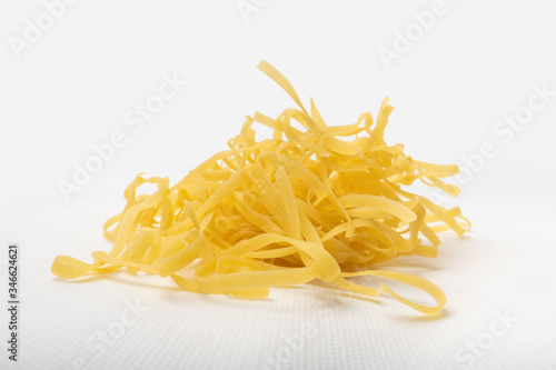 homemade noodles on a white background