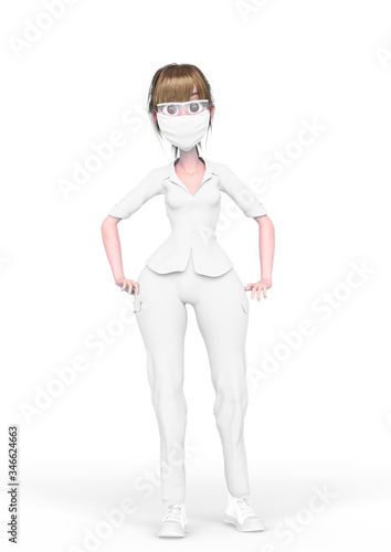 nurse cartoon in white background
