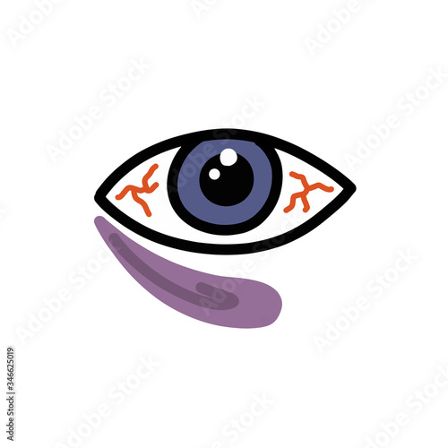 black eye doodle icon, vector illustration
