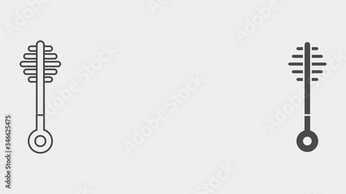 Toilet brush outline and filled vector icon sign symbol