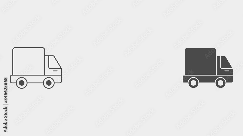 Truck outline and filled vector icon sign symbol