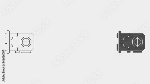 Videocard outline and filled vector icon sign symbol