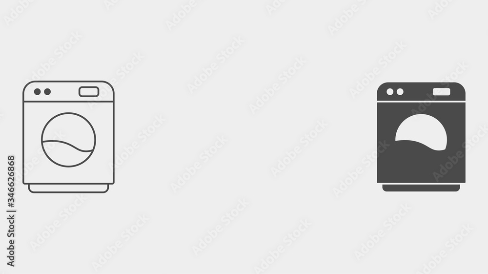 Washing machine outline and filled vector icon sign symbol Washing machine outline and filled vector icon sign symbol