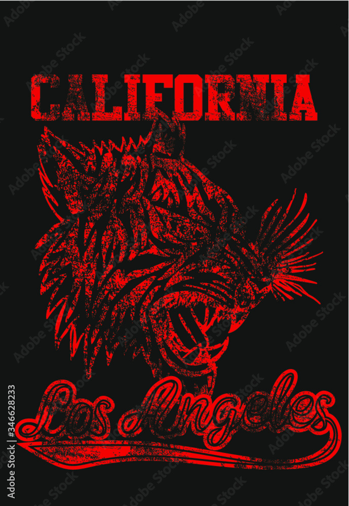 Fototapeta premium California Tattoo tribal tiger embroidery graphic design vector art