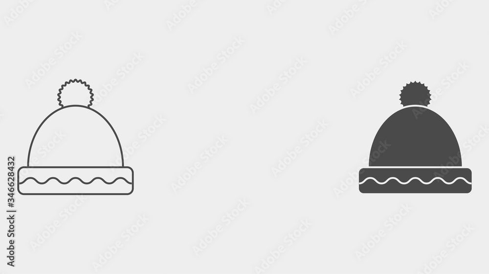 Winter hat outline and filled vector icon sign symbol Winter hat outline and filled vector icon sign symbol