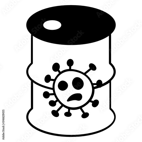 Coronavirus Hitting the Crude Oil Market concept vector icon design, Economic Disaster Symbol, Fuel Barrel with Virus Design on white background 