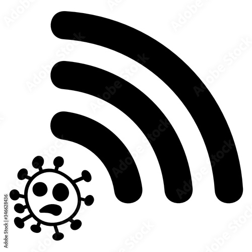 Dirty Virus and Internet Wifi Signals Vector Glyph Icon Design, Coronavirus 5g Zone Concept, Covid-19 conspiracy on white background,
