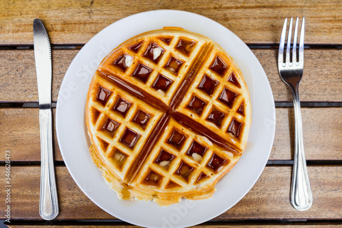 Waffle with syrup