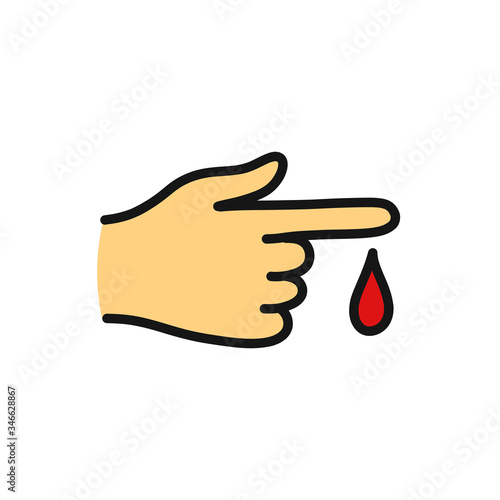 finger bleeding doodle icon, vector illustration