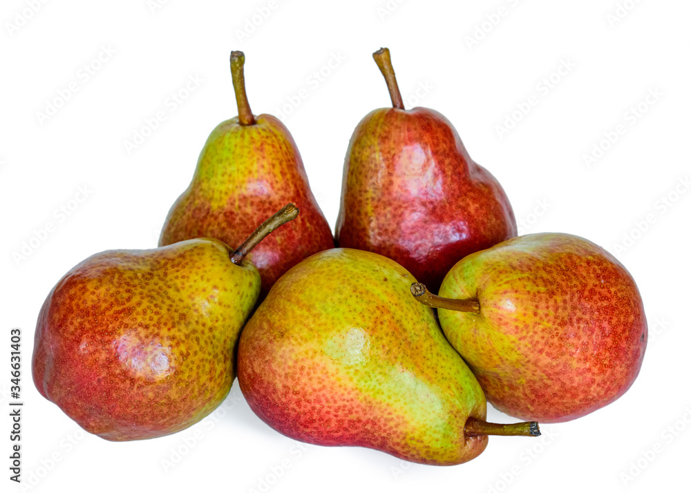 Yellow red fresh pears, isolated on white background. Yellow red fresh pears, isolated on white background.