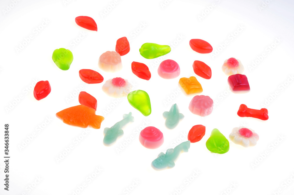 Bright colorful sweets isolated on white background Bright colorful sweets isolated on white background