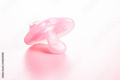Silicone pacifier. Pink baby pacifier.