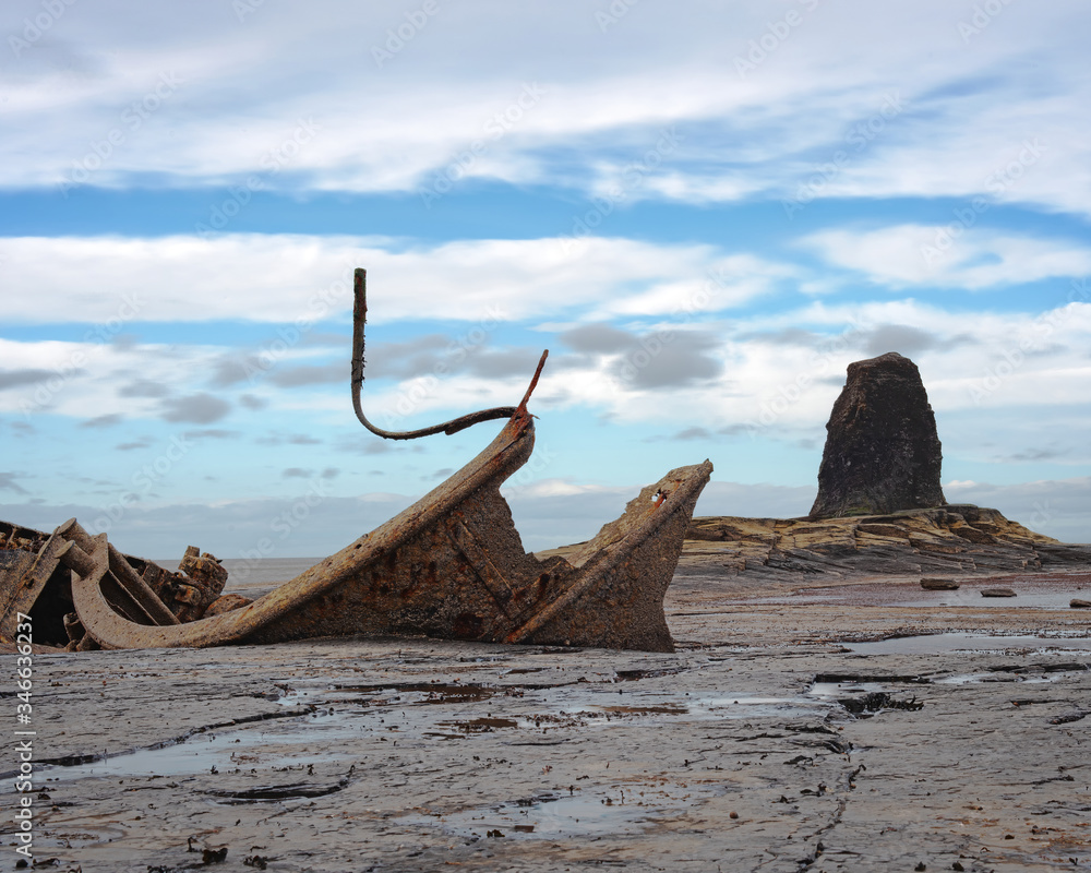 Wreck of the Admiral Von Tromp stranded at the Back Nab Wreck of the Admiral Von Tromp stranded at the Back Nab