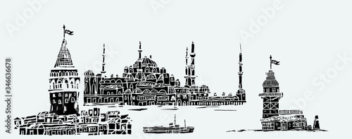 istanbul sketch Print embroidery graphic design vector art