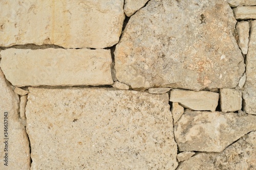 Beige brown textured stone wall, texture, background