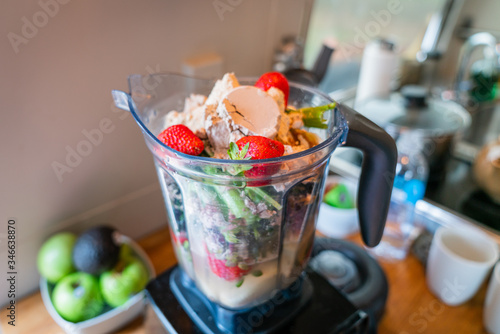 smoothie ingredients in blender
