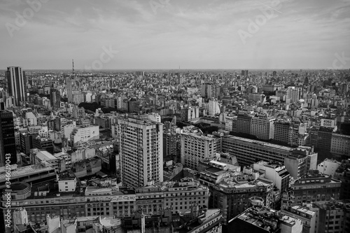 Aerial view of Buenos Aires-Argentina. Buildings, cityscape and panoramic of the city. Black and White landscape