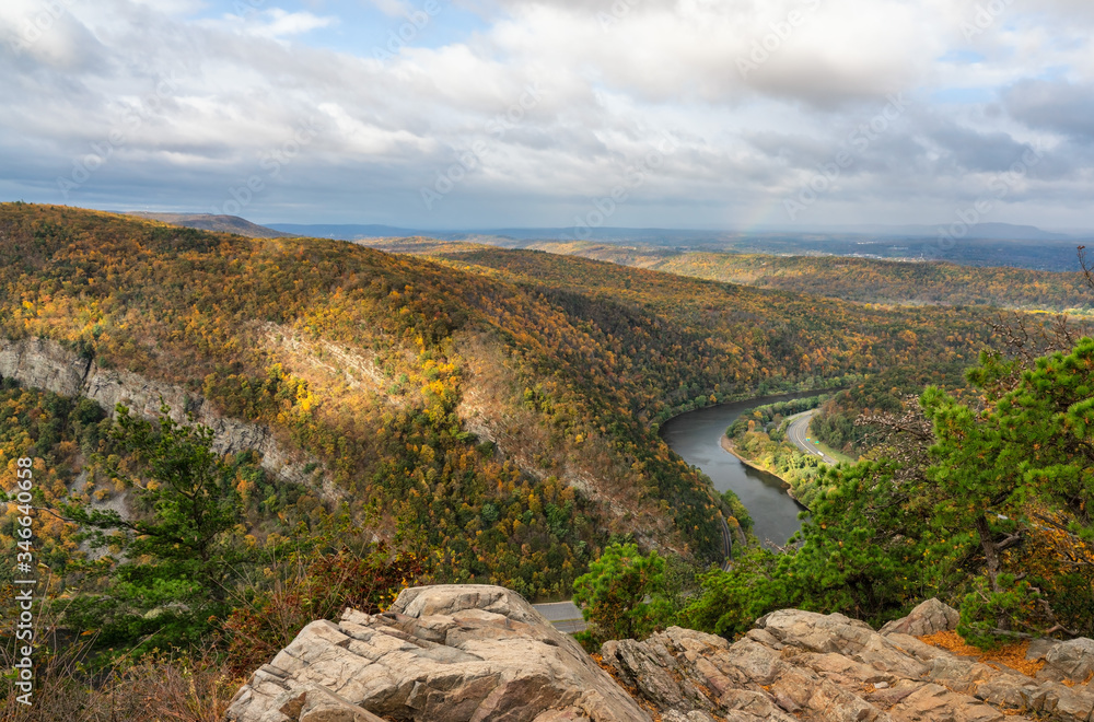 Delaware Water Gap and Mount Minsi from Mount Tammany in Autumn - Worthington State Forest