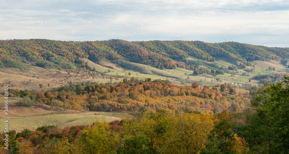 Rural Virginia Farm country in Autumn in the valleys and hills of the Appalachian Mountains