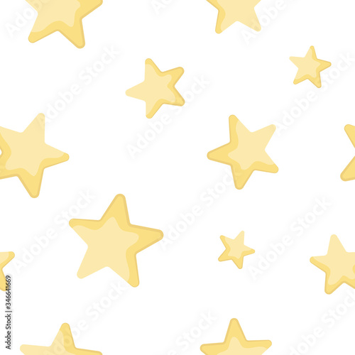 Vector abstract seamless background with yellow stars. Endless pattern. Great for paper, card, wallpaper, banner, fabric, interior.