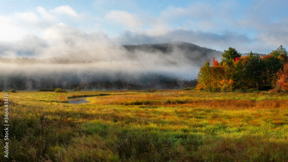 Fototapeta premium Autumn view near Lake Placid and Saranac Lake in the High Peak Wilderness of the new York Adirondack