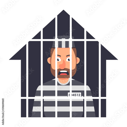 house arrest of the criminal. court decision. flat vector illustration.