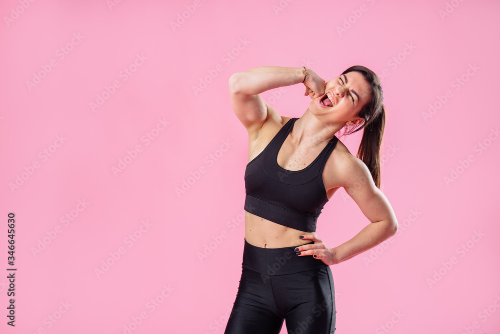 Self-punishment, self-torture, low self-esteem, causes pain, self-flagellation, self-digging. Woman punches herself to the face, wincing in pain Self-punishment, self-torture, low self-esteem, causes pain, self-flagellation, self-digging. Woman punches herself to the face, wincing in pain